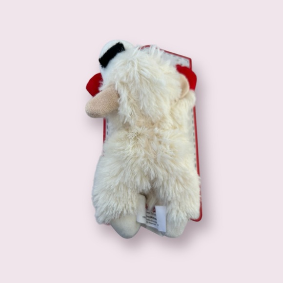 NEW Multipet 6 In. Plush Lamb Chop Dog Toy White Red Puppy MP48371 Chew Toy - Picture 3 of 4